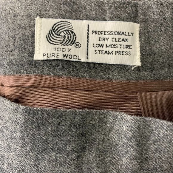 Vintage Wool Midi Pencil Skirt 10 Grey Lined Front Slit Button Zip Belt Loops - Picture 6 of 6